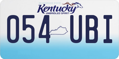 KY license plate 054UBI