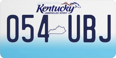 KY license plate 054UBJ