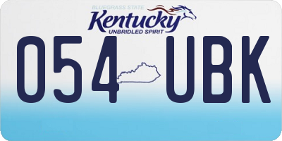 KY license plate 054UBK