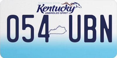 KY license plate 054UBN
