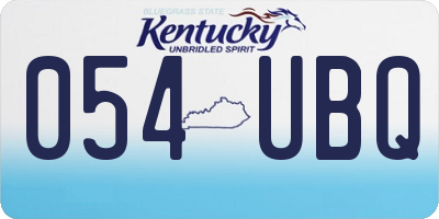 KY license plate 054UBQ
