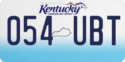 KY license plate 054UBT