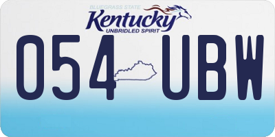 KY license plate 054UBW