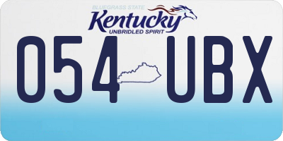 KY license plate 054UBX