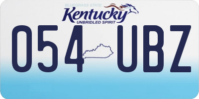 KY license plate 054UBZ
