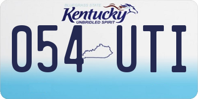 KY license plate 054UTI