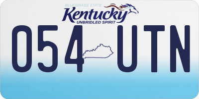 KY license plate 054UTN