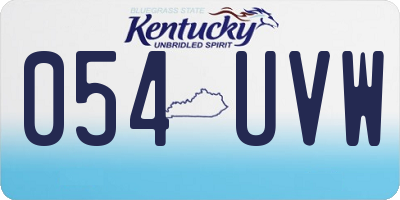 KY license plate 054UVW