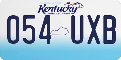 KY license plate 054UXB