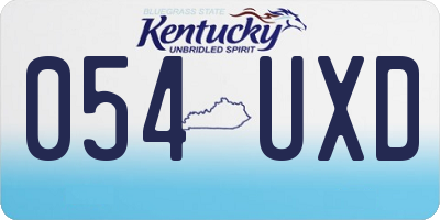 KY license plate 054UXD