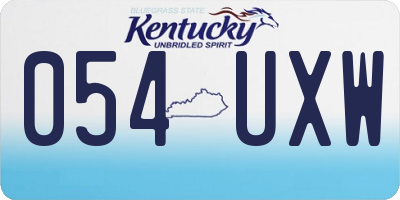 KY license plate 054UXW