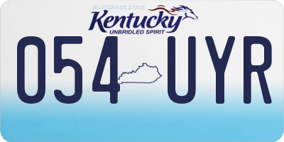 KY license plate 054UYR