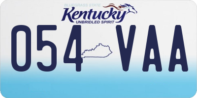 KY license plate 054VAA