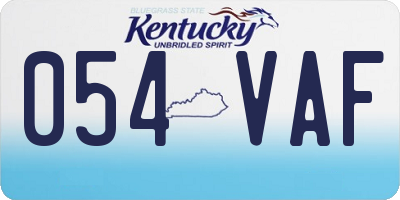 KY license plate 054VAF