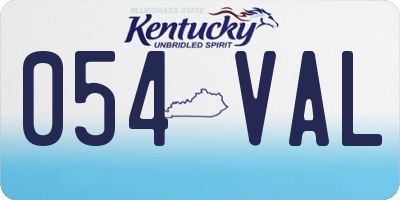 KY license plate 054VAL