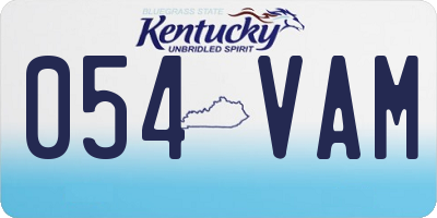 KY license plate 054VAM