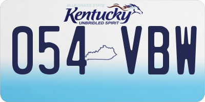 KY license plate 054VBW