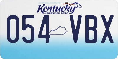 KY license plate 054VBX