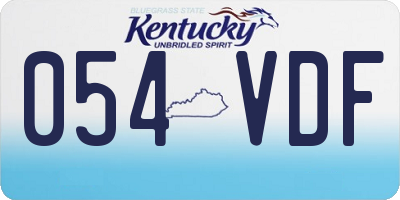 KY license plate 054VDF