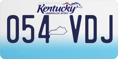 KY license plate 054VDJ