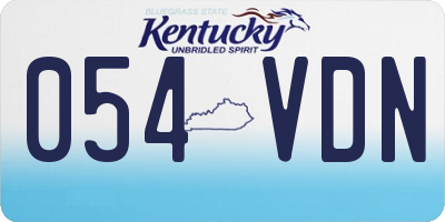 KY license plate 054VDN