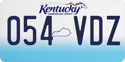KY license plate 054VDZ