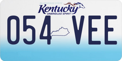 KY license plate 054VEE