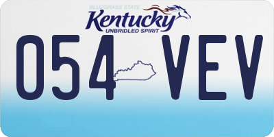 KY license plate 054VEV