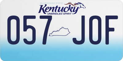 KY license plate 057JOF