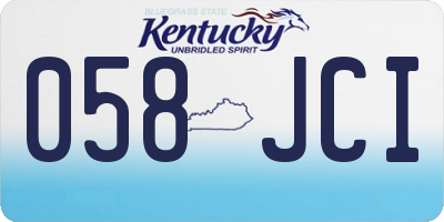 KY license plate 058JCI