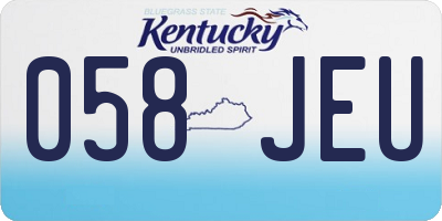 KY license plate 058JEU