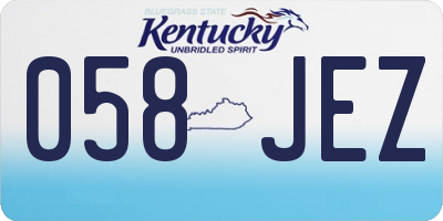 KY license plate 058JEZ