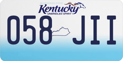 KY license plate 058JII
