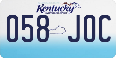 KY license plate 058JOC