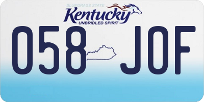 KY license plate 058JOF