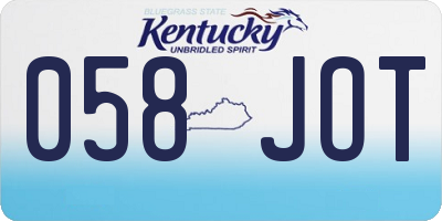 KY license plate 058JOT