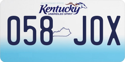 KY license plate 058JOX