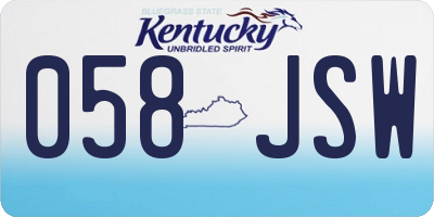 KY license plate 058JSW
