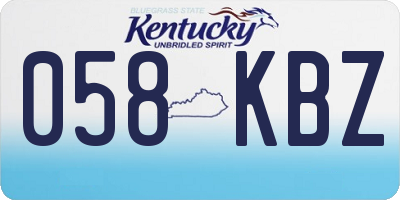 KY license plate 058KBZ
