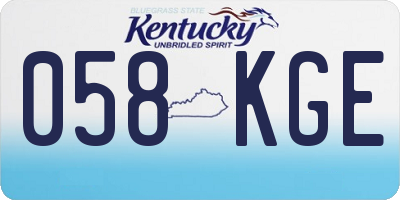KY license plate 058KGE