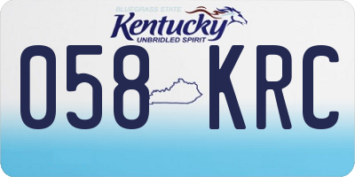 KY license plate 058KRC