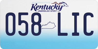 KY license plate 058LIC