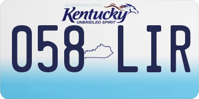 KY license plate 058LIR
