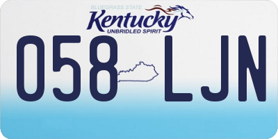 KY license plate 058LJN
