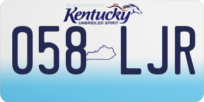 KY license plate 058LJR