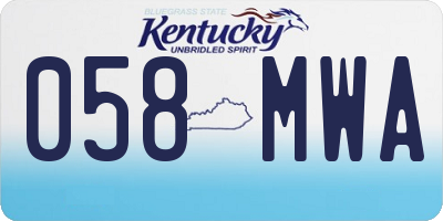 KY license plate 058MWA