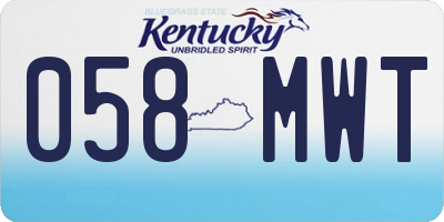 KY license plate 058MWT