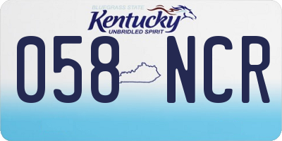 KY license plate 058NCR