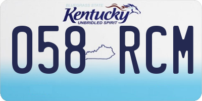 KY license plate 058RCM