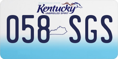 KY license plate 058SGS